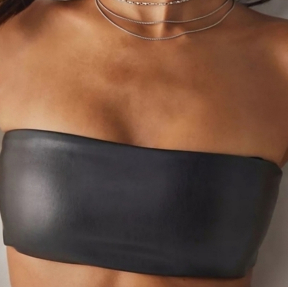 XS/S Free People Intimately Faux Leather Bandeau Bra Top - Picture 3 of 13